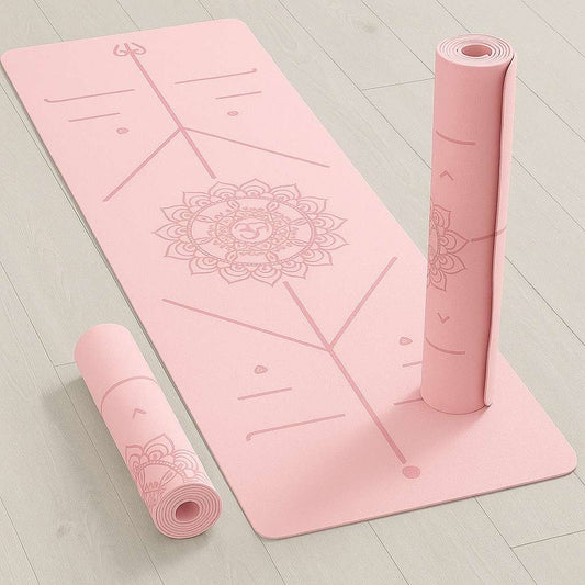 FlexiBalance TPE Yoga Mat – Non-Slip Double-Layer with Position Line & Carry Bag