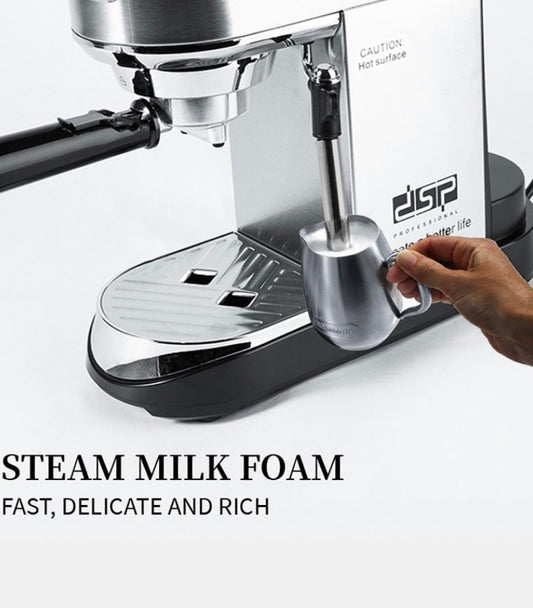 Semi-Automatic Espresso Machine with Steam Wand & Warming Plate – Stainless Steel