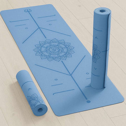 FlexiBalance TPE Yoga Mat – Non-Slip Double-Layer with Position Line & Carry Bag